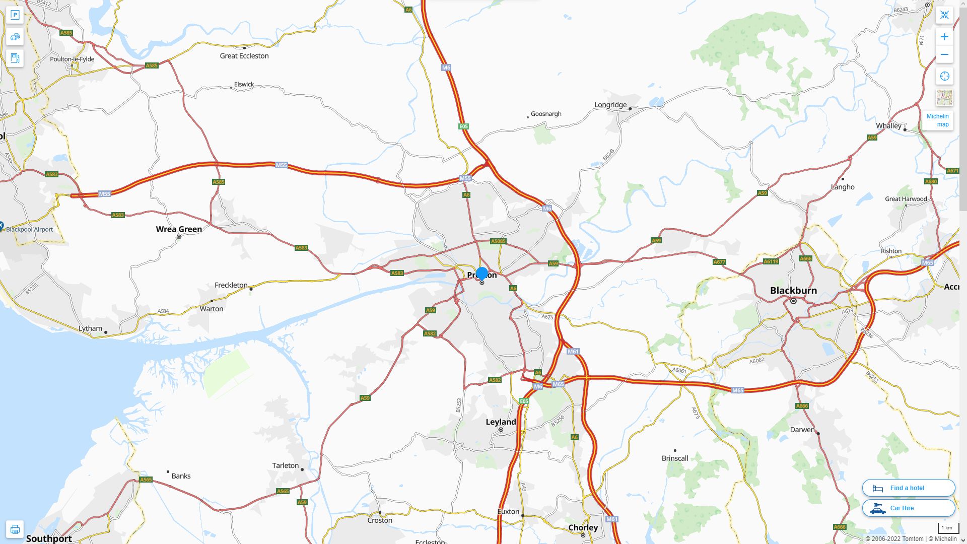 Preston Royaume Uni Autoroute et carte routiere